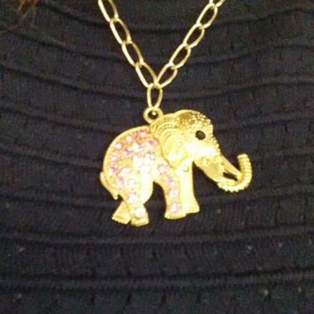 3/$20 Elephant charm gold link necklace